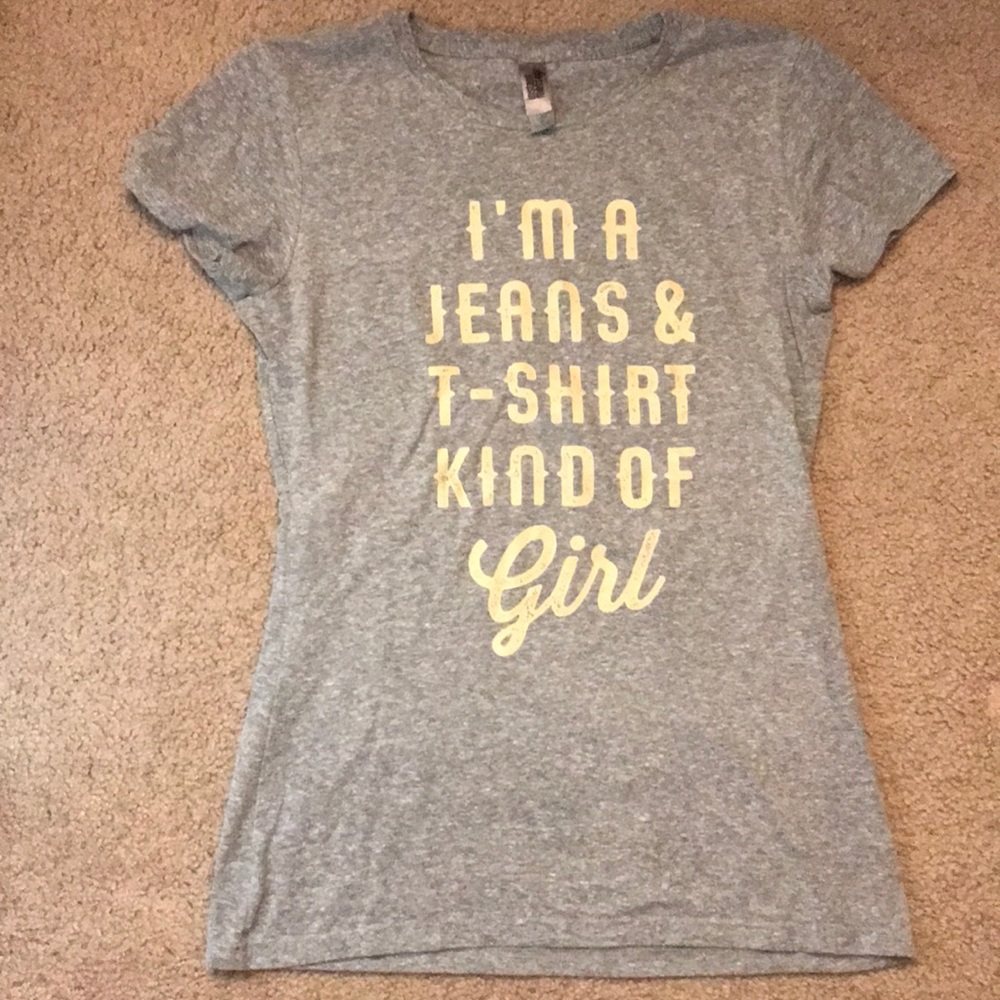 Grey T-shirt with words